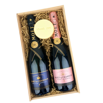 Moet Champagne Gift Hamper with a Thank you Cookie | Double Wine Gift Box | Gift Boxes NZ | Wine Gift Boxes NZ | Celebration Box NZ 