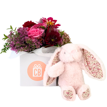 Posy with a bunny is the perfect gift | Baby Shower Gifts | Personalised gifts | Celebration Box NZ