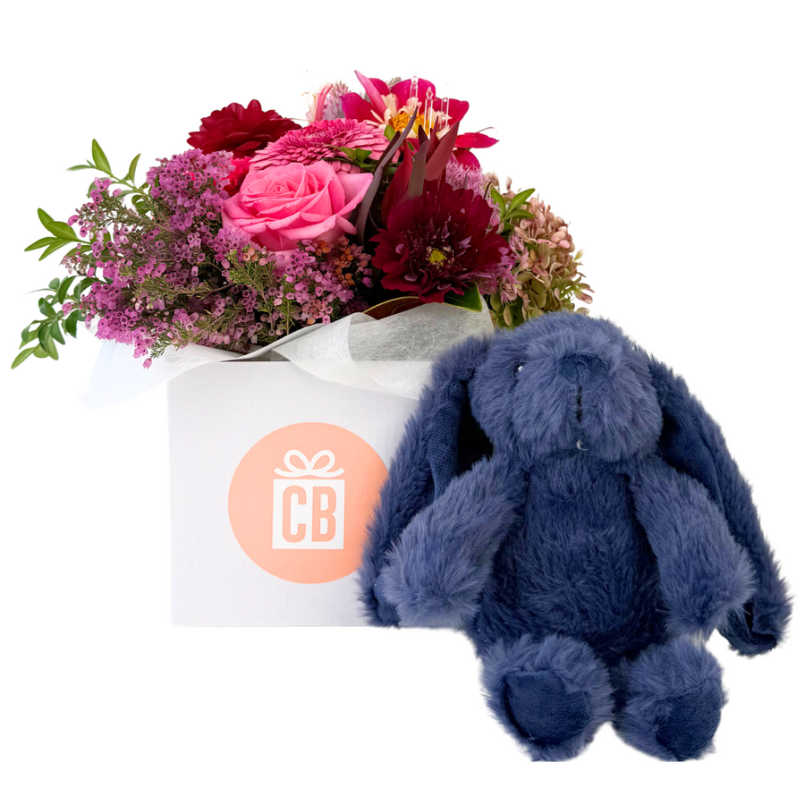 Posy with a bunny is the perfect gift | Baby Shower Gifts | Personalised gifts | Celebration Box NZ