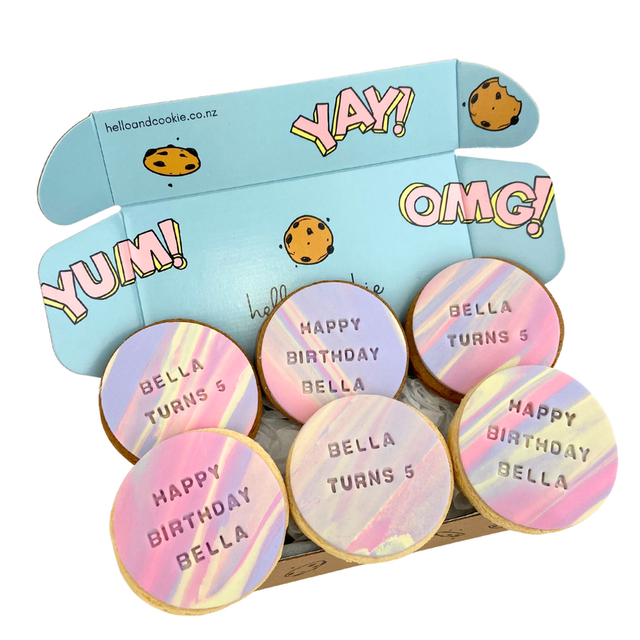 Custom Text Cookies Personalised 6 Pack Cookies NZ | Celebration Box