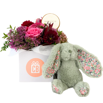 Posy with a bunny and congrats cookie is the perfect gift | Baby Shower Gifts | Personalised gifts | Celebration Box NZ