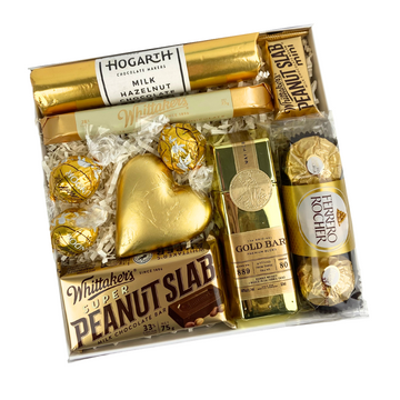 Premium Gold Chocolate and Sweet Treats Gift Box with Celebration Box. Delivery NZ Wide and Auckland Same Day