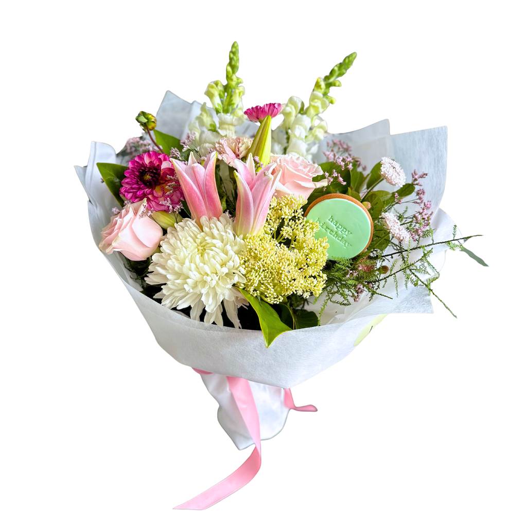 Birthday In Bloom Bouquet With Free Cookie