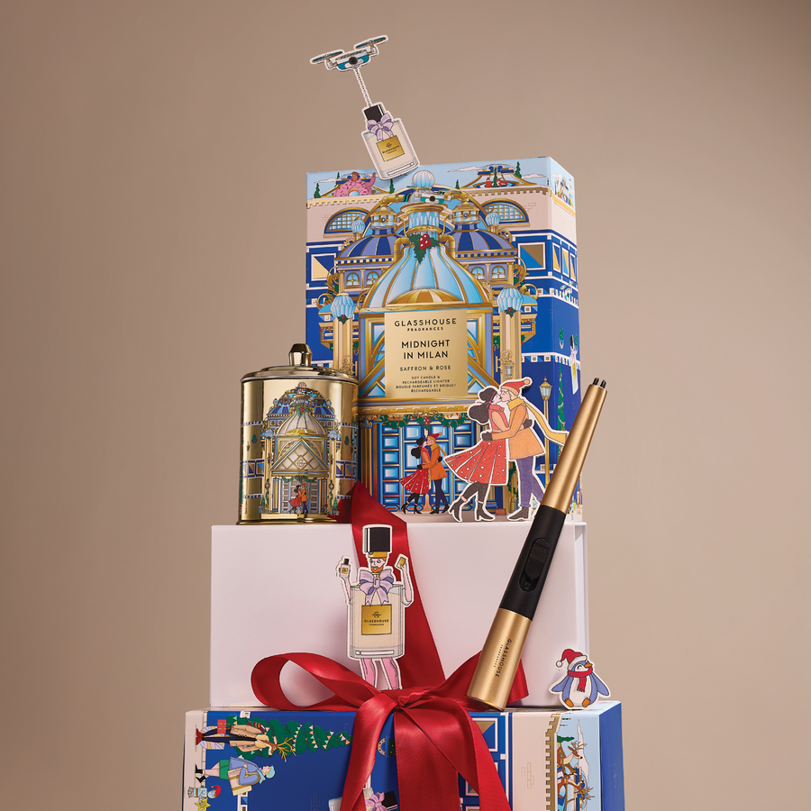Glasshouse Christmas 2025 Midnight in Milan Candle and Arc Wand Lighter Set