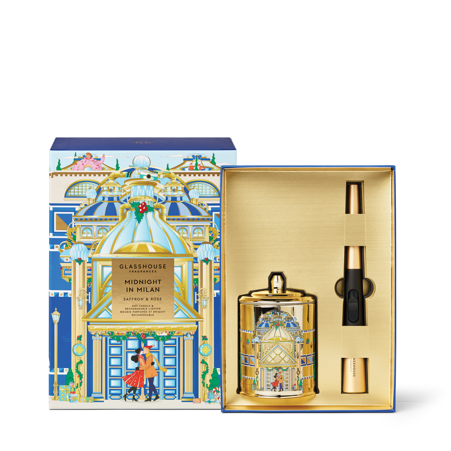 Glasshouse Christmas 2025 Midnight in Milan Candle and Arc Wand Lighter Set