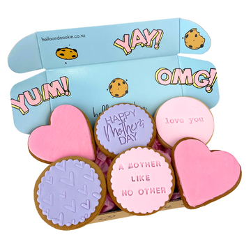 Mother's Day personalised Cookie Box with Celebration Box and Hello & Cookie. Delivery NZ Wide and Auckland Same Day.