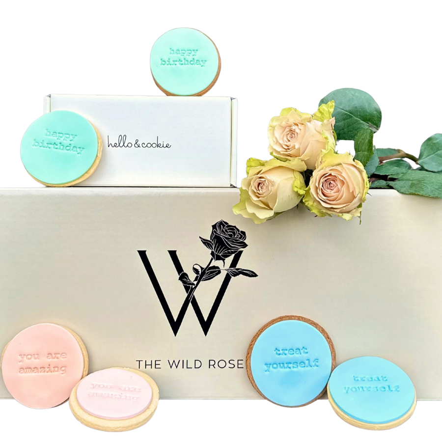 Happy Birthday Flowers & Cookie Gift Box