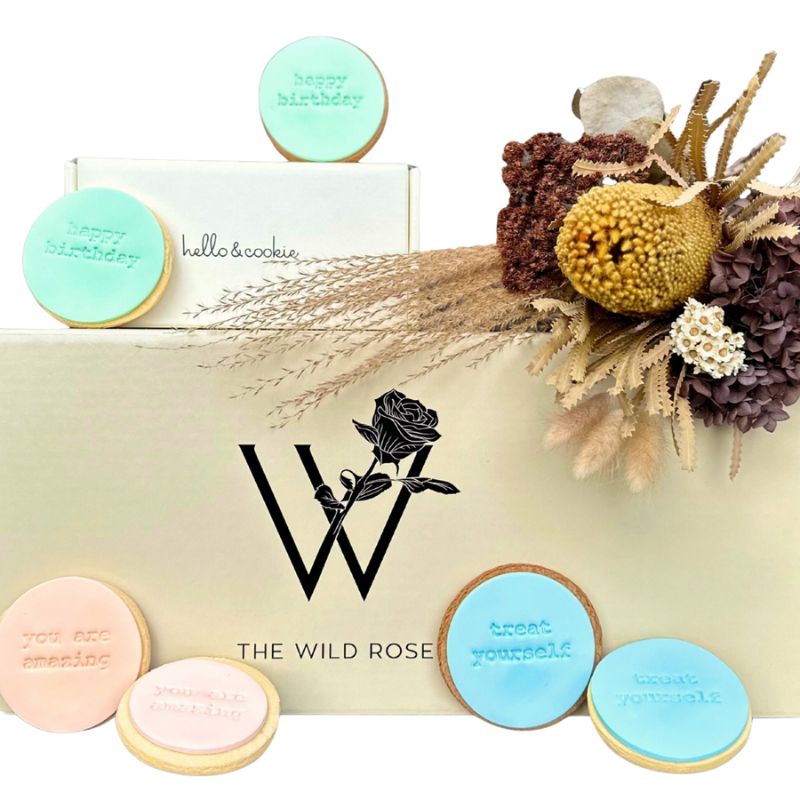 Happy Birthday Flowers & Cookie Gift Box