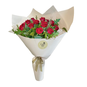 Dozen Roses Wrapped Bouquet (URGENT COURIER ONLY)