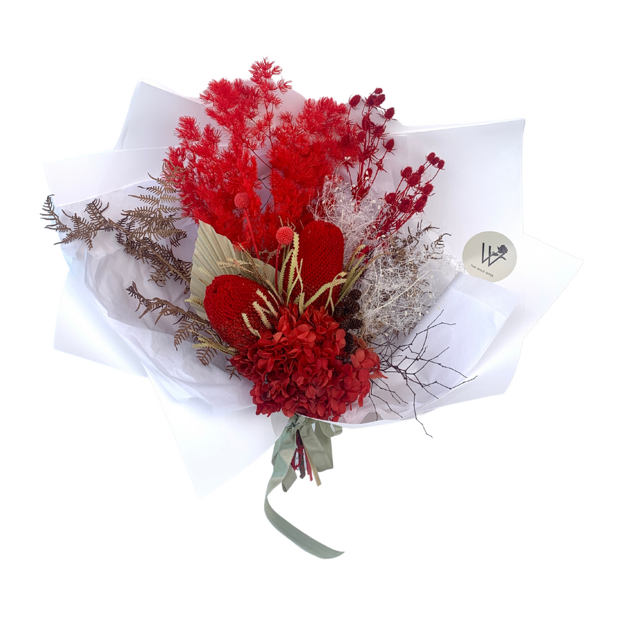Beautifully Hand Crafted Dried Flowers with Celebration Box and The Wild Rose. Delivery Auckland Wide, 7 Days a Week