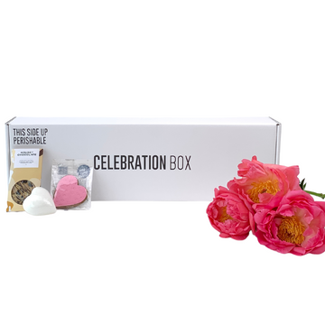 Peony Flower Gift Box with Celebration Box and The Wild Rose. Delivery NZ Wide and Auckland Same Day, 7 Days a Week