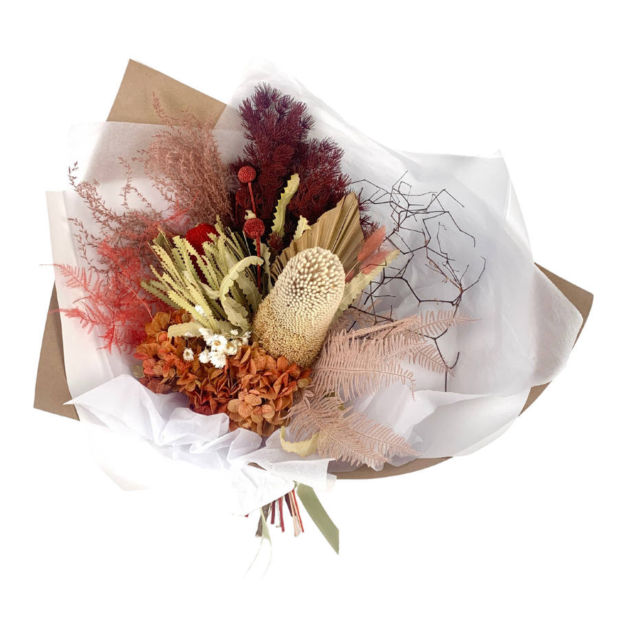 Beautifully Hand Crafted Dried Flowers with Celebration Box and The Wild Rose. Delivery Auckland Wide, 7 Days a Week