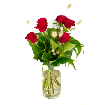 Half a Dozen Red Roses in Vase - AUCKLAND DELIVERY ONLY-Gift Boxes and sweet treats New Zealand wide-Celebration Box NZ