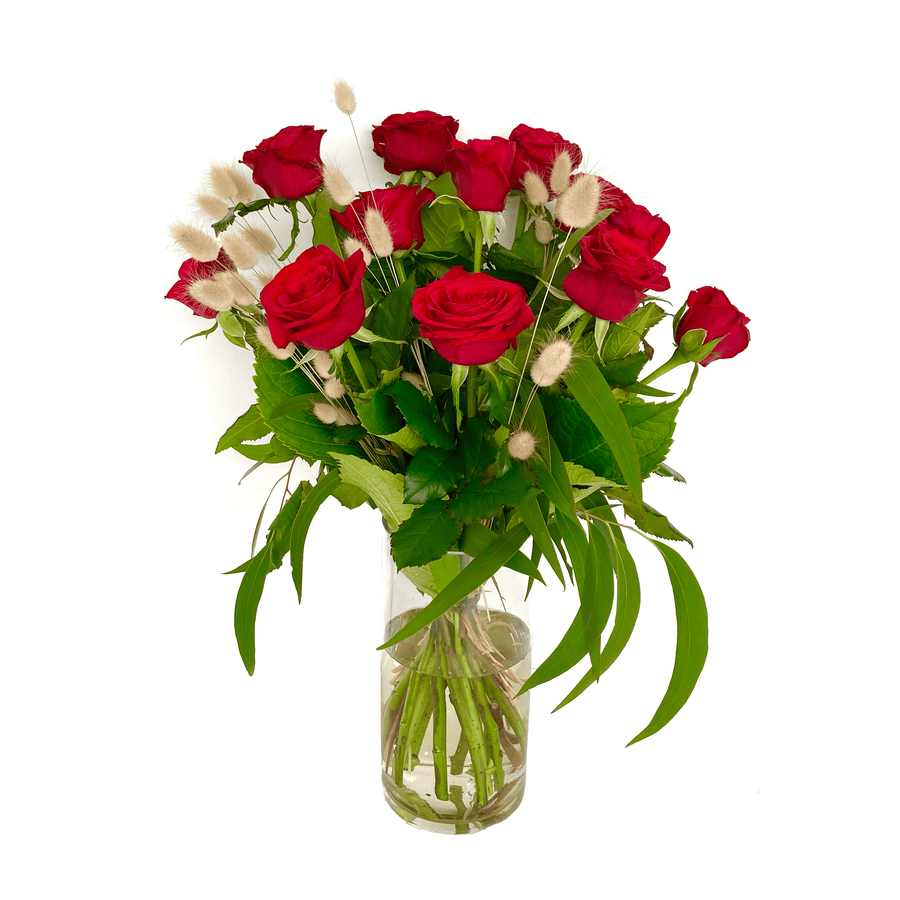 A Dozen Red Roses in Vase - AUCKLAND DELIVERY ONLY-Gift Boxes and sweet treats New Zealand wide-Celebration Box NZ